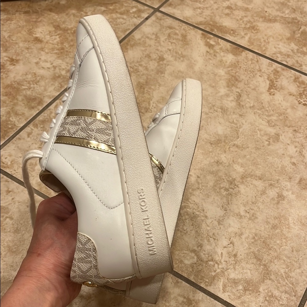 Michael Kors White and Gold Sneakers - Picture 4 of 7